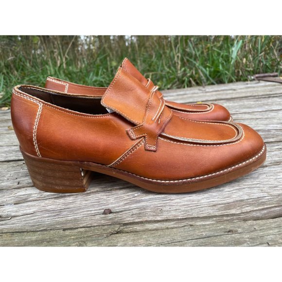 Vintage 1970s Mens Pedwin Leather Platform Stacked Heel Loafer Shoes 8.5D main image 4